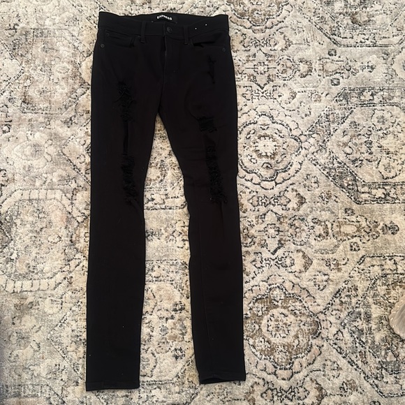 NEVER WORN distressed jean leggings - Picture 2 of 3